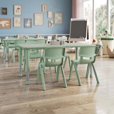 Flash Furniture Emmy Rectangular Activity Table Set, 47.25 x 23.5, Height Adjustable, Light Gray Woodgrain/Sage