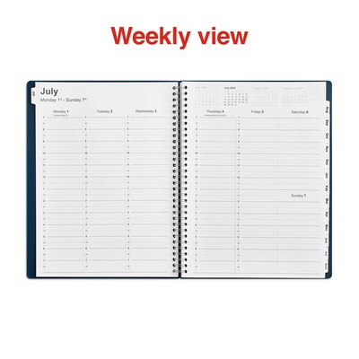 2024-2025 Staples 8" x 11" Academic Weekly & Monthly Appointment Book, Plastic Cover, Navy (ST60358-23)