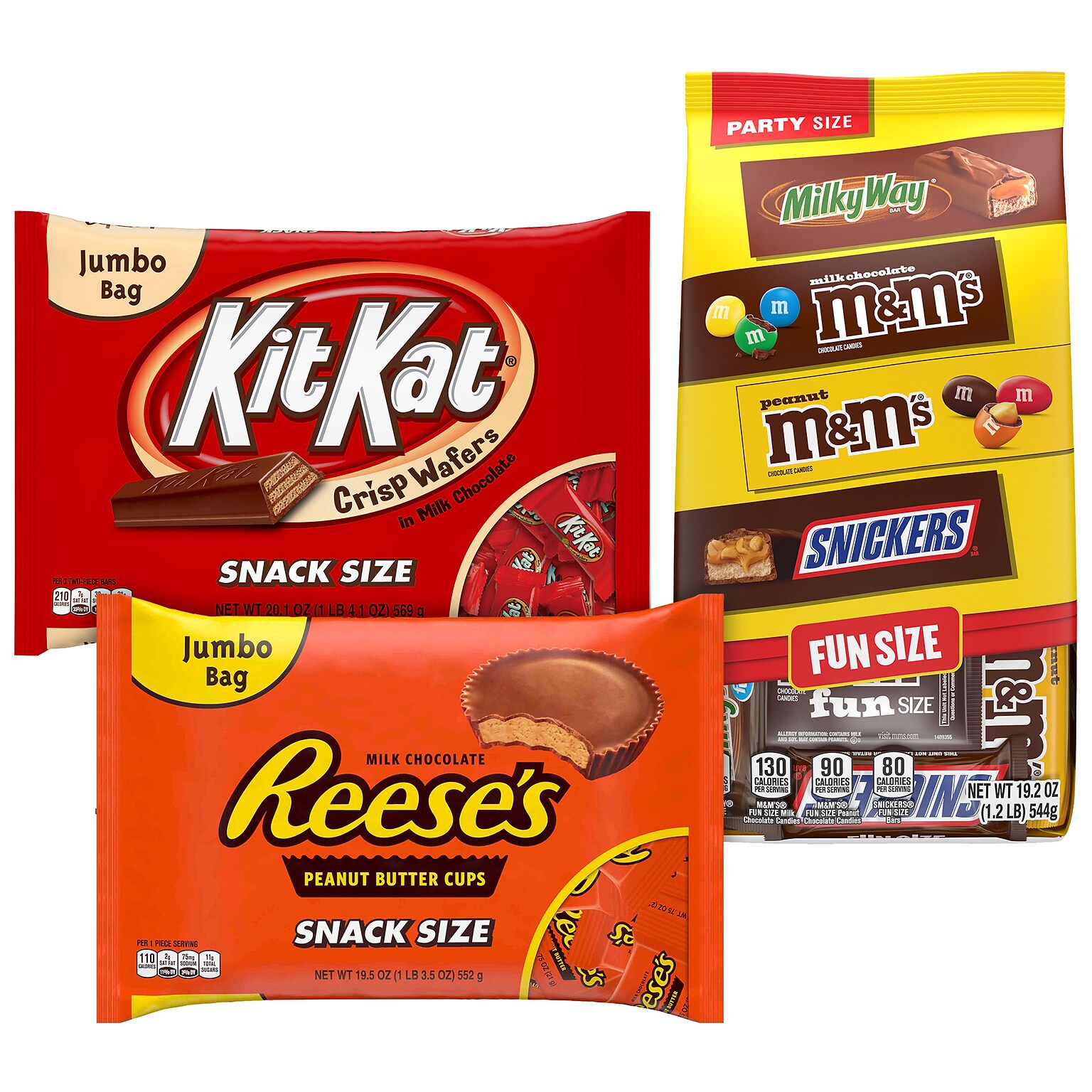 Hersheys Assorted Chocolate Variety Bags, 58.8 oz, 3/Pack (600-04179)