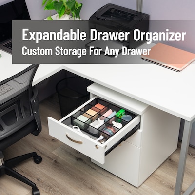 Mind Reader 10-Compartment Metal Desk Organizer, Black (DEERX-BLK)