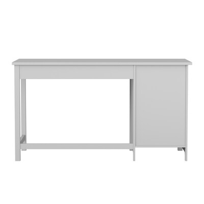 Martha Stewart Hutton 54"W Engineered Wood Rectangular Shaker Style Home Office Desk, Gray/Brushed Nickel (ZGZP09GY)