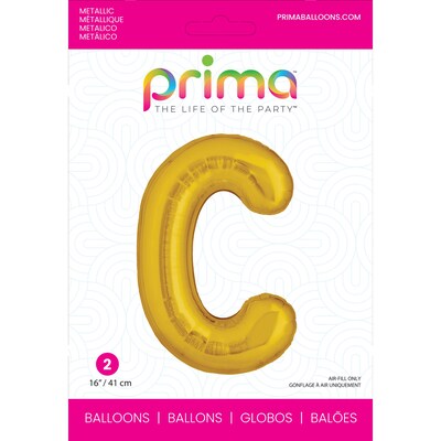 Party City (Air-Filled) 16 C Foil Balloon, Gold, 2/Pack (AM60050216-19)