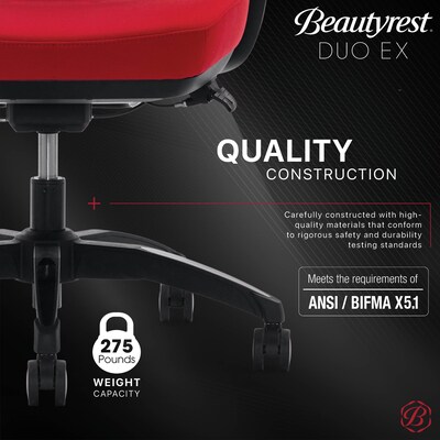Beautyrest Duo-EX Ergonomic Mesh Swivel Computer Chair, Red (60051-RED)