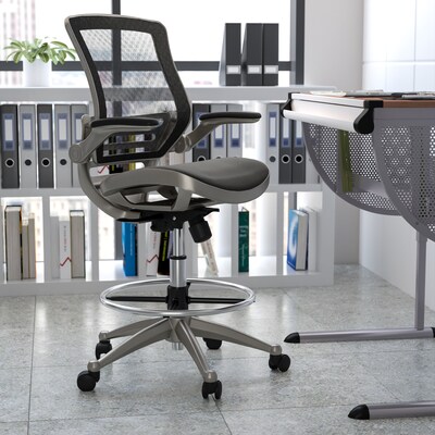 Flash Furniture Mesh Mid-Back Drafting Stool with Lumbar Support, Black/Graphite Silver (BLLB8801XDBKGR)