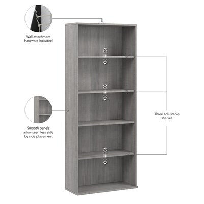 Bush Business Furniture Hustle Tall 5 Shelf Bookcase, Platinum Gray (HUB230PG)
