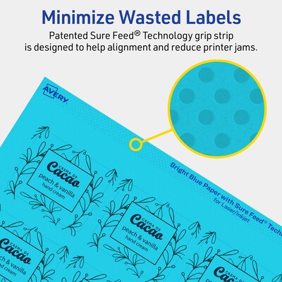 Avery Rectangle Multipurpose Labels, 1-13/16" x 2-3/16", Bright Blue, 480/Pack (94233)