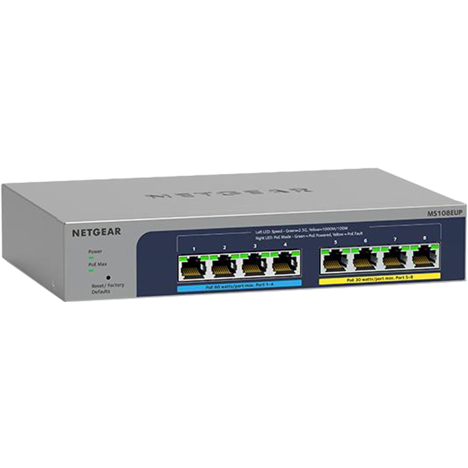 Netgear Plus 8-Port Gigabit Ethernet Managed Switch, Gray (MS108EUP-100NAS)