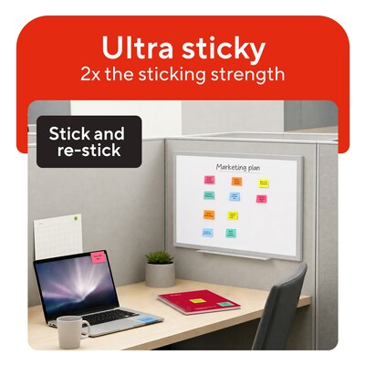 Staples Ultra Sticky Notes, 1 3/8" x 1 7/8", Golden Hour Collection, 100 Sheets/Pad, 24 Pads/Pack (ST62877)