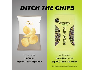 Wonderful Pistachios Salted Dill Pickle Pistachios, 2.25 oz., 8 Bags/Box (DP0146A25M)