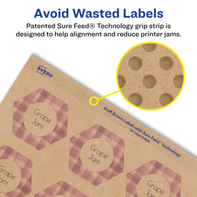 Avery Laser/Inkjet Decorative Edge Multipurpose Labels, 1-1/2" x 1-47/54", Kraft Brown, 300 Labels/Pack ( 94120)