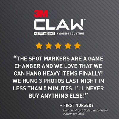 3M CLAW Drywall Picture Hanger with Temporary Spot Marker, Holds  25 lbs., 4 Hangers, 4 Markers/Pack (3PH25M4ES)