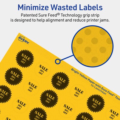 Avery Starburst Laser/Inkjet Multipurpose Labels, 1", Bright Yellow (960/Pack)