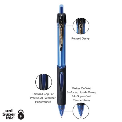 uni Power Tank RT Ballpoint Pens, Medium Point, 1.0mm, Blue Ink, 12/Pack (42071)