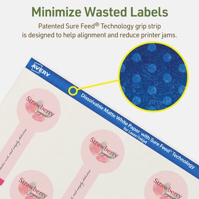 Avery Dissolvable Decorative Edge Multipurpose Labels, 1.5" x 4", Off-white, 40/Pack (94116)