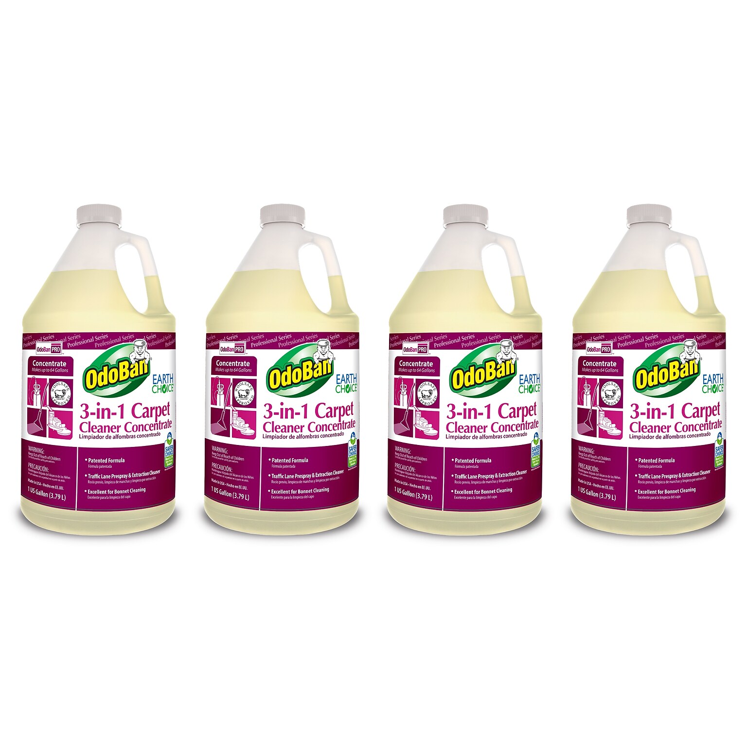 OdoBan Professional 3-in-1 Carpet Cleaner, 1 Gallon, 4/Carton (9602B624PK-STP)