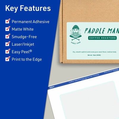 Avery TrueBlock Laser/Inkjet Rectangle Multipurpose Labels, 3 x 5, White, 30/Pack (94213)