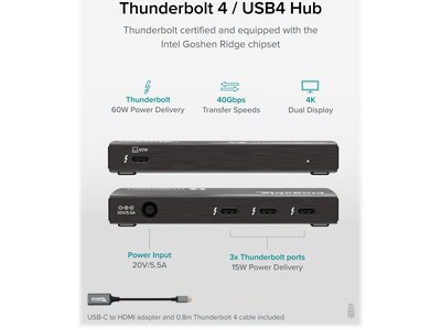 Plugable 4-Port USB-C Hub, Black (TBT4-HUB3C)