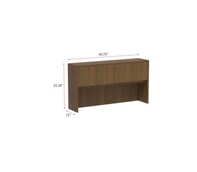 Alera Valencia Series Hutch, 3-Comp, 64.75w x 15d x 35.38h, Modern Walnut