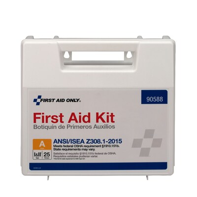 First Aid Only Plastic First Aid Kit, ANSI 2015 Class A, 25 People, 89 Pieces (90588)