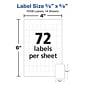 Avery Removable MultiUse Labels, 3/8" x 5/8", White, Non-Printable, 72 Labels/Sheet, 14 Sheets/Pack, 1008 Labels/Pack (5414)