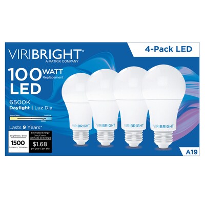 Viribright A19 14 Watts Daylight LED Household Light Bulb, 4/Pack (651641cec-4)