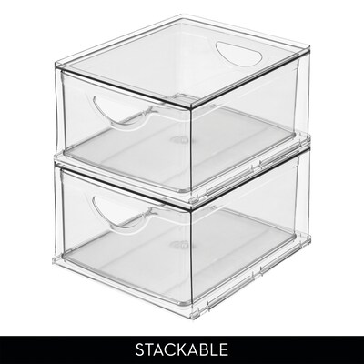 iDESIGN Small Stackable Plastic Storage Bin, Clear (80009)