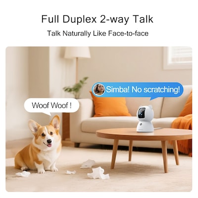 Cinmoore C2LU 2.5K Smart Indoor Security Camera, WiFi, White, 2/Pack