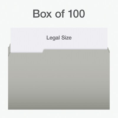 Pendaflex Heavy Duty File Folder, 1/3-Cut Tab, Assorted, Legal Size, Gray, 100/Box (1007032)