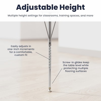 Flash Furniture Wren Horseshoe Activity Table, 66" x 60", Height Adjustable, Gray Top/Silver Frame (XUA6066HRSEGTA)