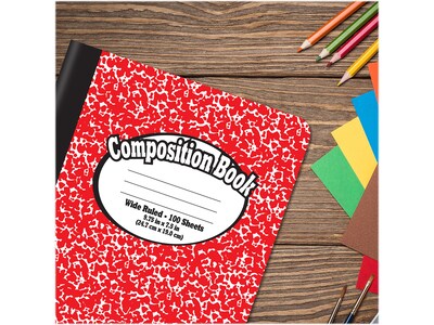 Better Office 1-Subject Composition Notebooks, 7.5" x 9.75", Wide Ruled, 100 Sheets, Assorted Colors, 12/Pack (25212-12PK)