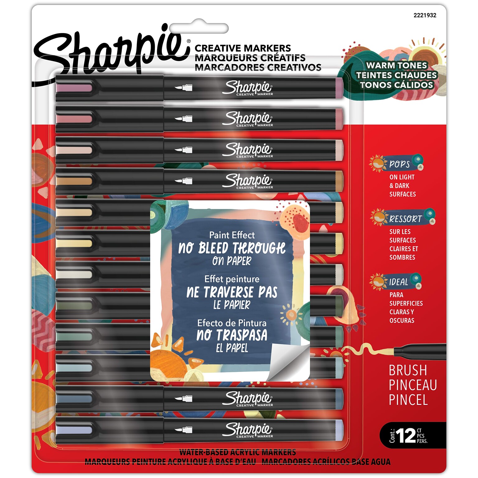Sharpie Creative Markers, Warm Tones, Water-Based Acrylic Markers, Fine ...