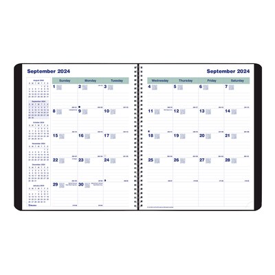 2025 Blueline Plan & Link 7.25" x 9.25" Monthly Planner, Faux Leather Cover, Black (C1200.81T)