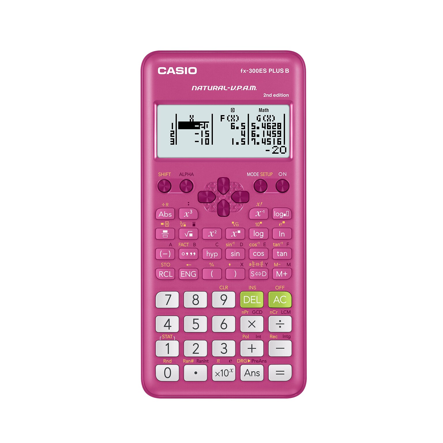 Casio fx-300ES PLUS 2nd Edition 16-Digit Battery Powered Scientific Calculator, Pink (FX-300ESPLSB-PK)