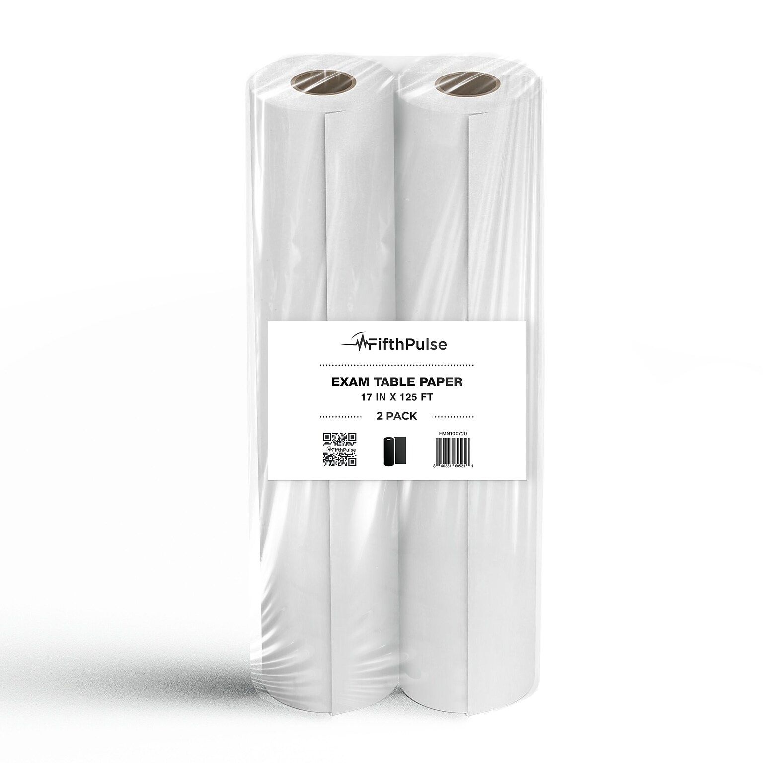 FifthPulse Exam Table Paper, 17 in. x 125 ft., White, 2 Rolls (FMN100720)