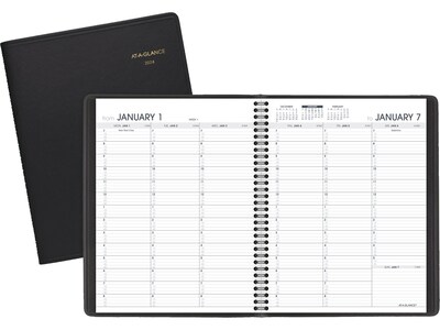 2024 AT-A-GLANCE 7" x 8.75" Weekly Appointment Book, Black (70-951-05-24)