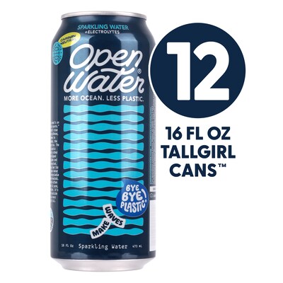 Open Water Sparkling Water Tallgirl Can, 16 oz., 12/Pack (220-02696)