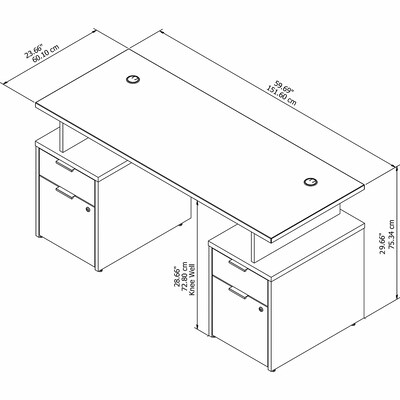 Bush Business Furniture Jamestown 60"W Computer Desk with 4 Drawers, Storm Gray/White (JTN017SGWHSU)