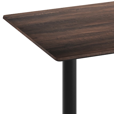 Flash Furniture Acadia Wooden Dining Table with T-Bases, 30"D x 48"W, Dark Brown/Black Base (ST3048WBRT0522)