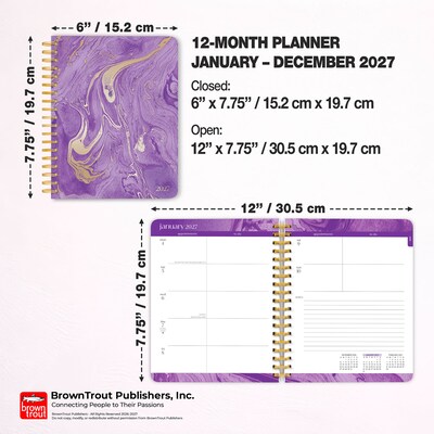 2027 BrownTrout Crackled Blush 6.5" x 7.8" Calendar Year Weekly Standard Planner, Purple (9798330709328)
