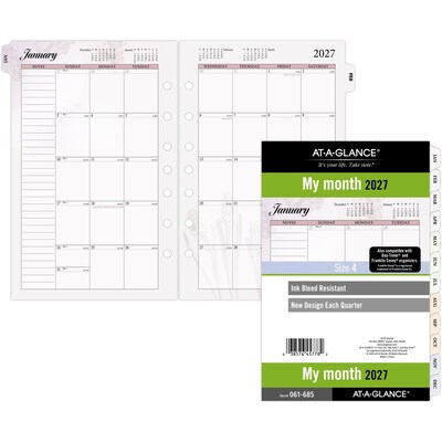 2027 AT-A-GLANCE 5.75 x 8.5 Monthly Planner Refill, Multicolor (061-685-27)