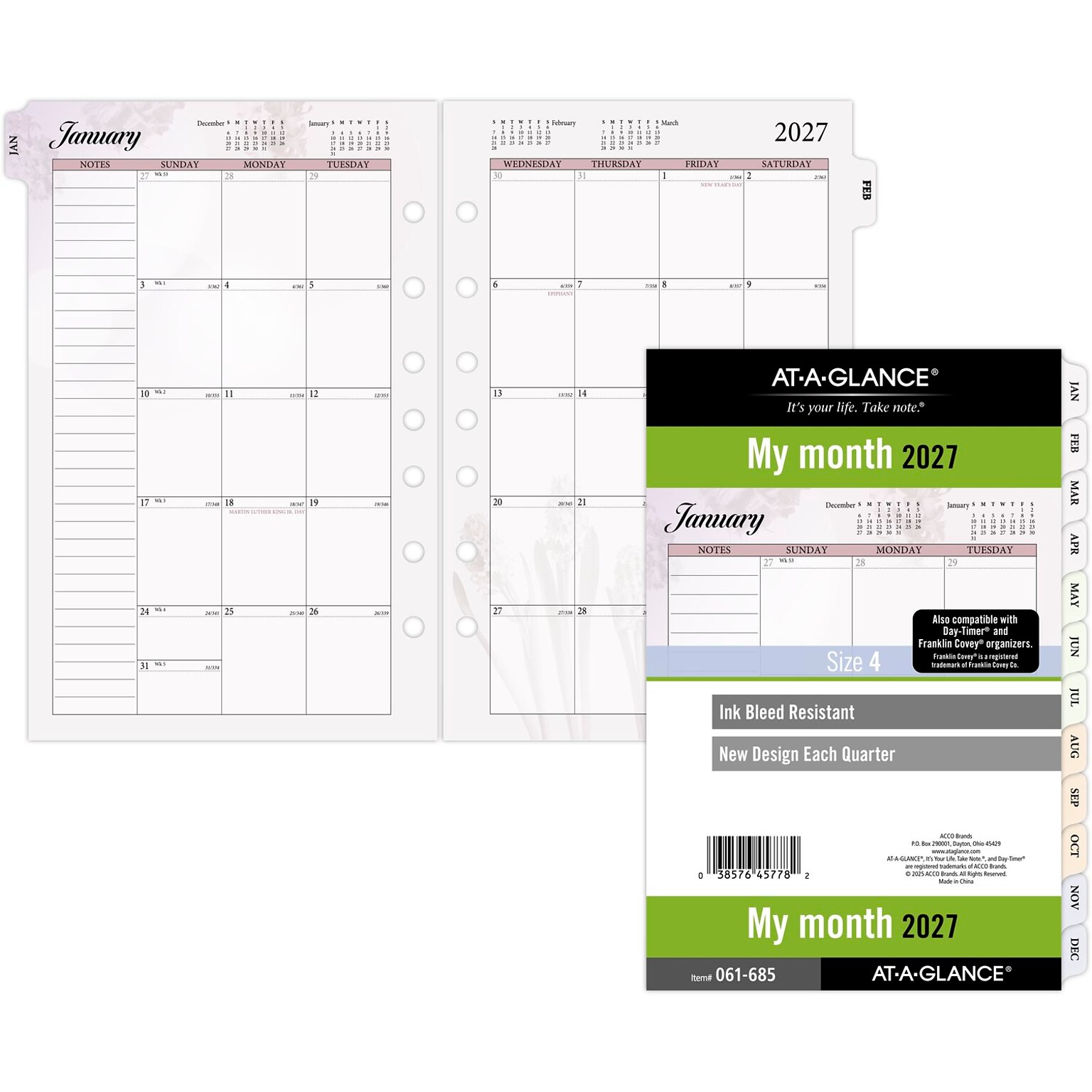 2027 AT-A-GLANCE 5.75 x 8.5 Monthly Planner Refill, Multicolor (061-685-27)