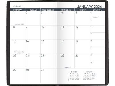2024 AT-A-GLANCE 3.5" x 6" Monthly Planner, Black (70-024-05-24) | Quill.com