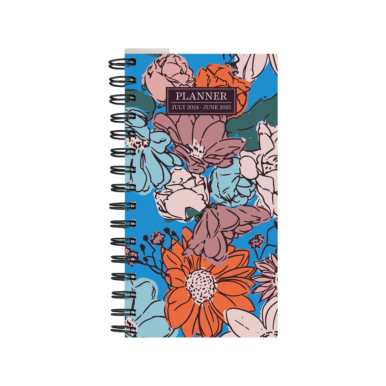 2024-2025 TF Publishing True Blue Flowers 3.5 x 6.5 Academic Weekly & Monthly Planner, Paperboard Cover, Multicolor