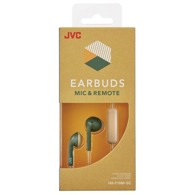 JVC Retro Earbuds with Microphone, Green (HAF19MGC)