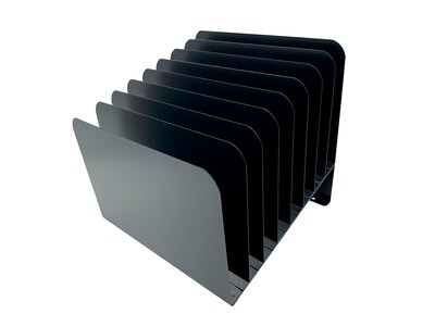 Huron Vertical 8-Compartment Steel Desk Organizer, Black (HASZ0156)