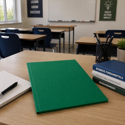 Staples 2-Pocket Portfolio Folder with Fasteners, Letter Size, Durable Poly Construction, Green