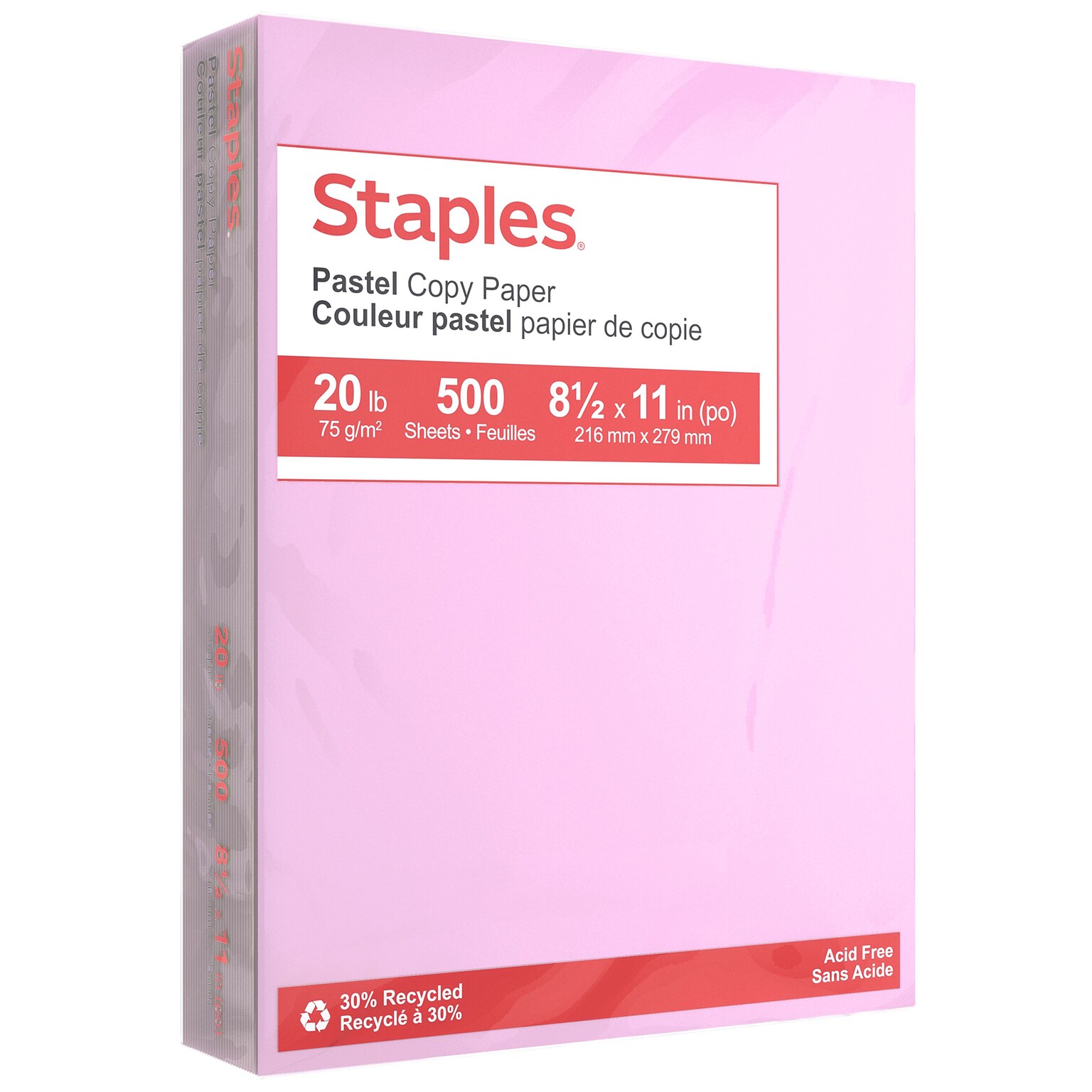 Staples Pastel 30% Recycled Color Copy Paper, 20 lbs., 8.5 x 11, Lilac, 500/Ream (14782)