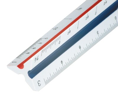 Staedtler Mars 12" Imperial/Metric Triangular Architect Scale, Plastic, White (987 18-31BK)