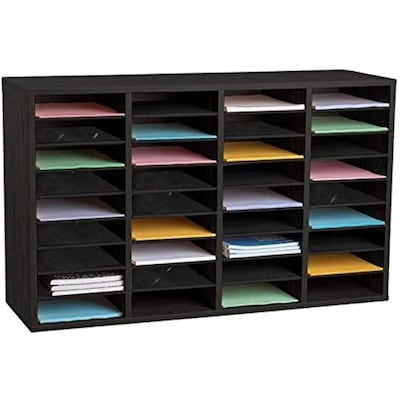 AdirOffice 500 Series 36 Compartment Literature Organizers, 39.3 x 11.8, Black, 2-Pack (500-36-BLK