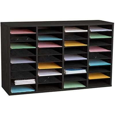 AdirOffice 500 Series 36 Compartment Literature Organizers, 39.3 x 11.8, Black, 2/Pack (500-36-BLK
